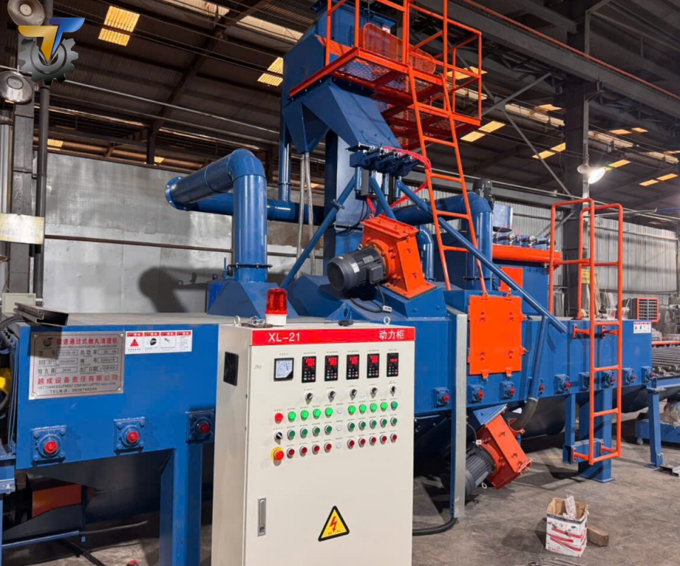 Máy phun bi dạng băng tải